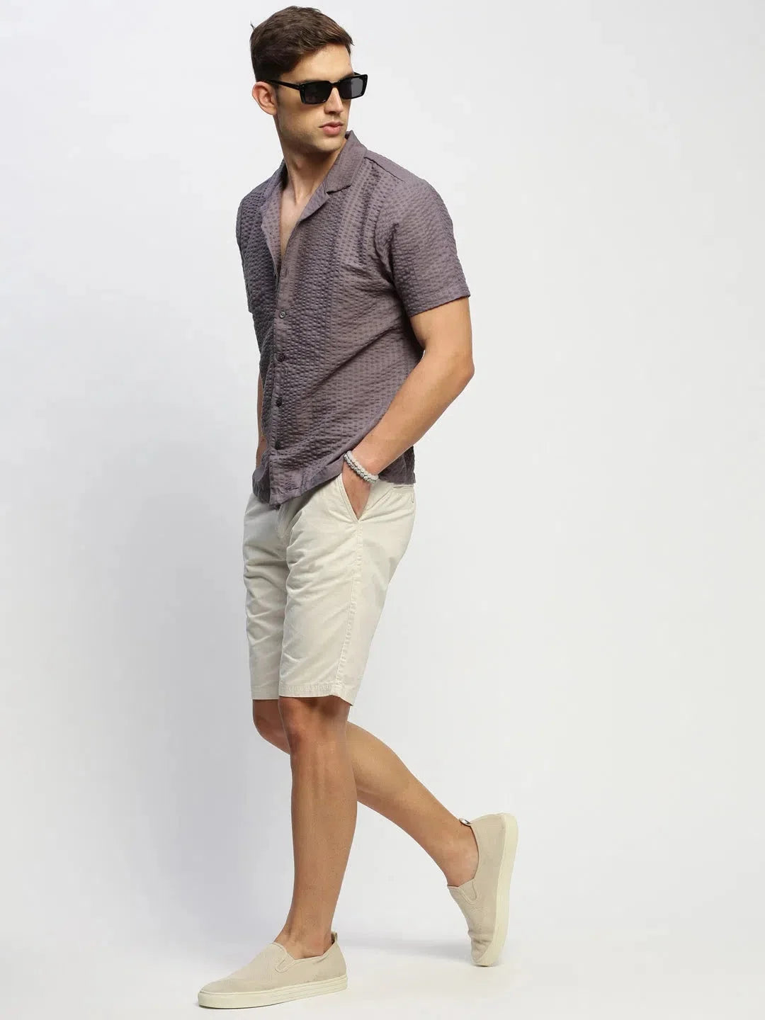 Men's Grey Solid Cotton Shirt | DesiQlo Formal Shirt Shop