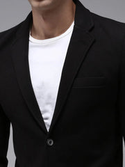 Men Black Solid Blazer-AR-021-Black