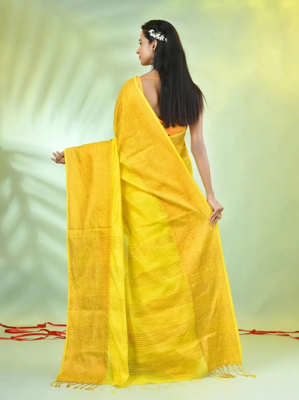 Yellow Cotton Saree with Zari | Designer Sarees India