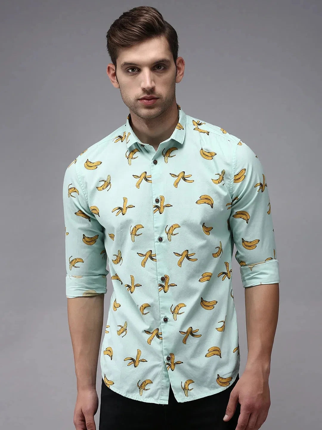 Men's Green Printed Shirt | Cotton Casual Mens Shirt