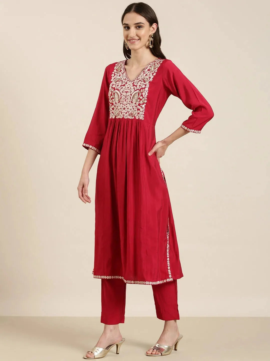 Fuchsia Solid Kurta Set | Modern Women's Indian Kurta Sets