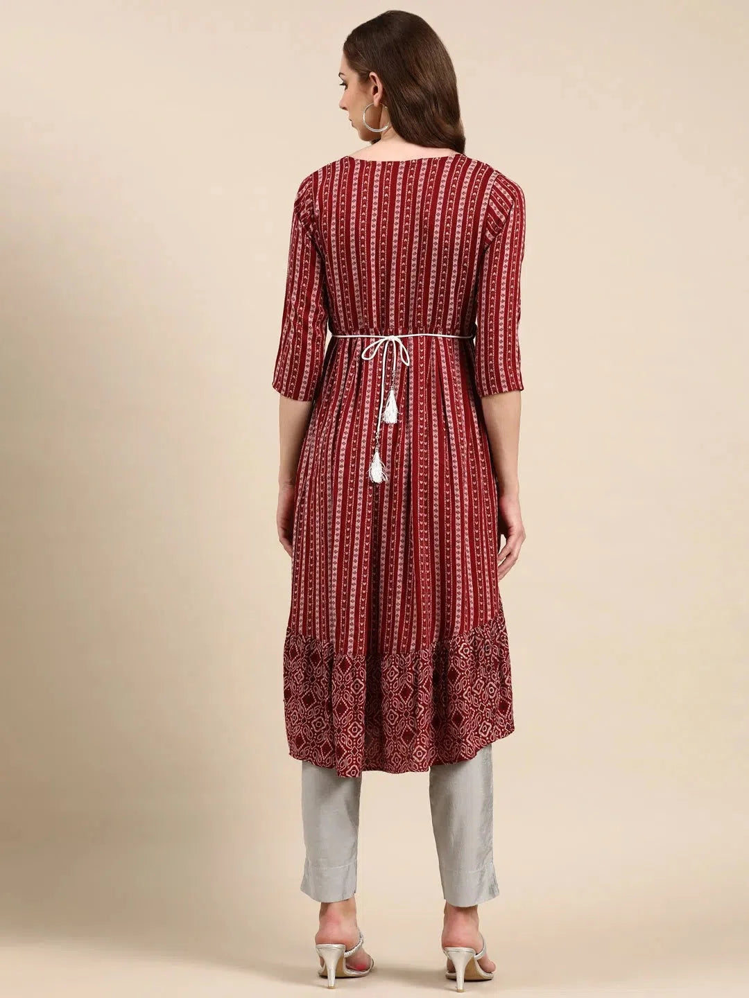 Maroon Printed Anarkali Kurti | Viscose Anarkali Kurti for Women