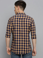 Men Navy Checked Casual Shirt-DALTONCHECKS-4088-Navyblue