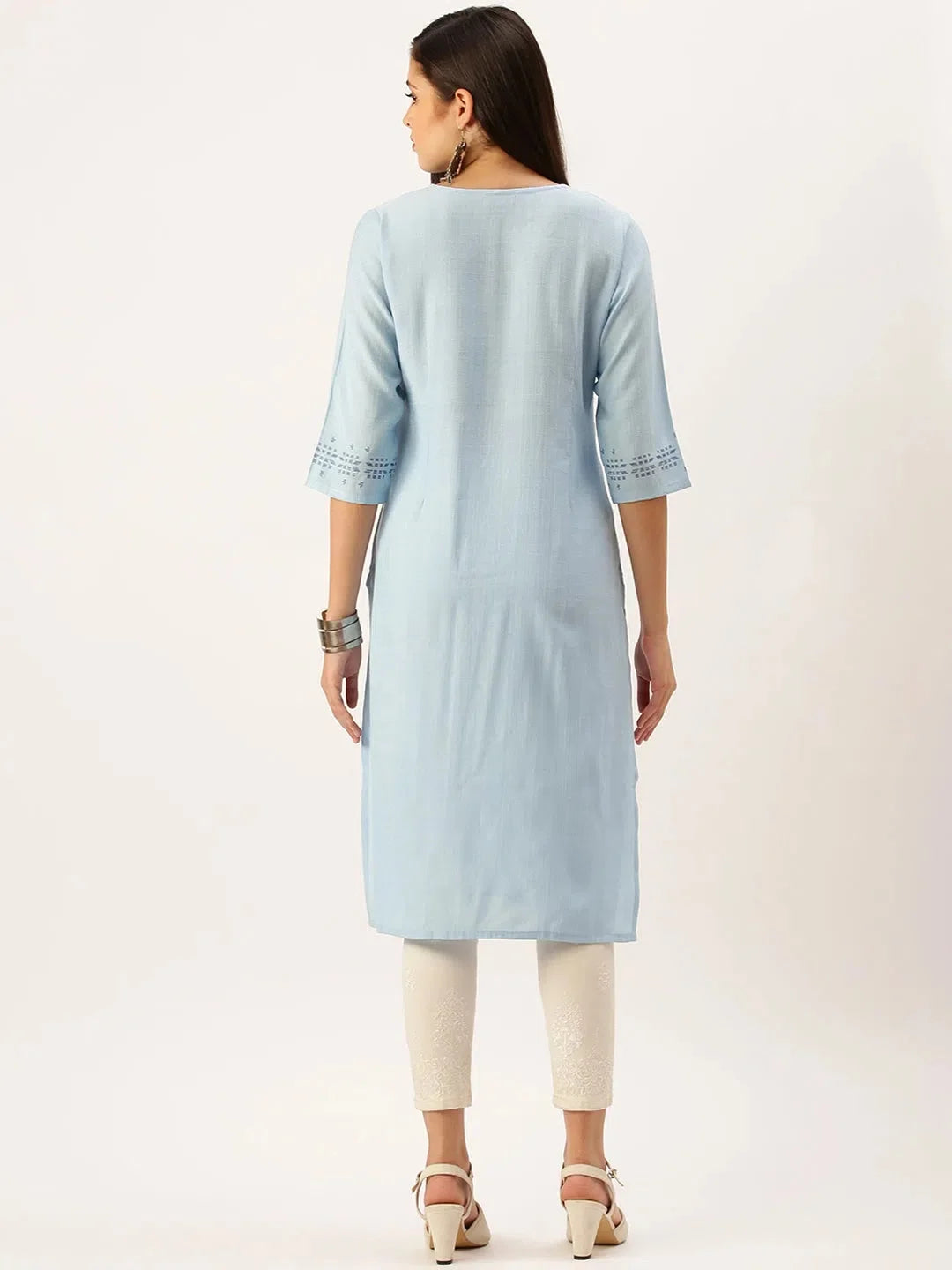 Blue Solid Cotton Kurta | Indian Kurtas for Women | DesiQlo