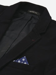 Men Notched Lapel Solid Black Blazer-AR-CODDKNIT-Black