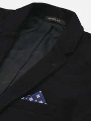 Men Notched Lapel Solid Black Blazer-AR-CODDKNIT-Black