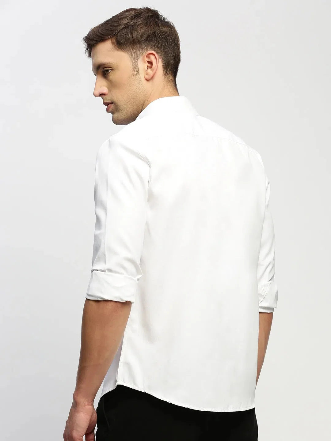 Men's White Cotton Formal Shirt | DesiQlo Solid Design