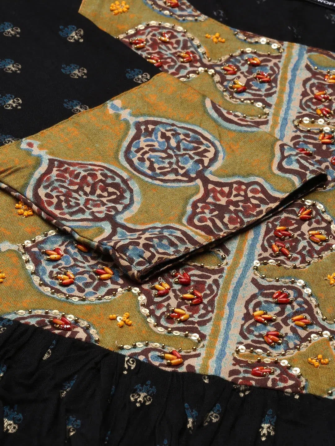 Black Printed Viscose Anarkali Kurta | Stylish Anarkali Kurti