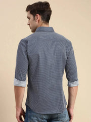 Men Navy Solid Casual Shirt-IKIGAIPRINTS-8801-Navyblue