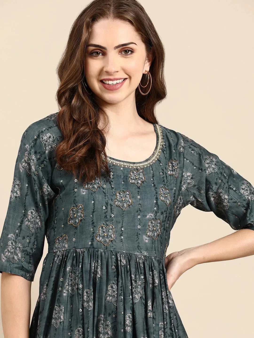 Women's Teal Printed Kurta SetKC-1006-Teal