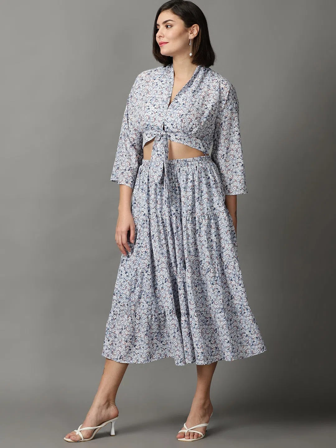 Blue Printed Co Ord Sets for Women | Viscose Two Piece Sets