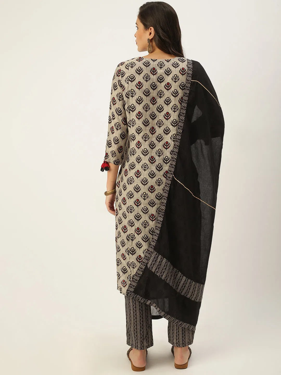 Grey Cotton Indian Kurta Sets | Women's Kurta Sets with Dupatta