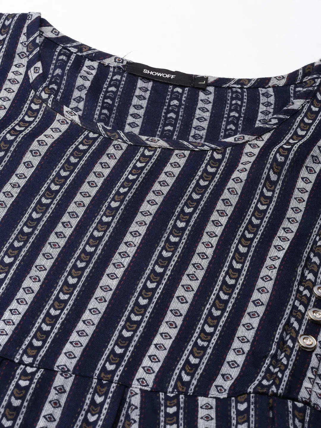 Navy Blue Printed Anarkali Kurta | Women's Anarkali Kurti