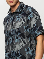Men Navy Floral Casual Casual Shirts-GEORGE-1651-Navyblue