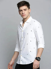 Men White Printed Casual Shirt-BESTCOLOURPRINT-4131-White