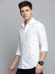 Men White Printed Casual Shirt-BESTCOLOURPRINT-4131-White