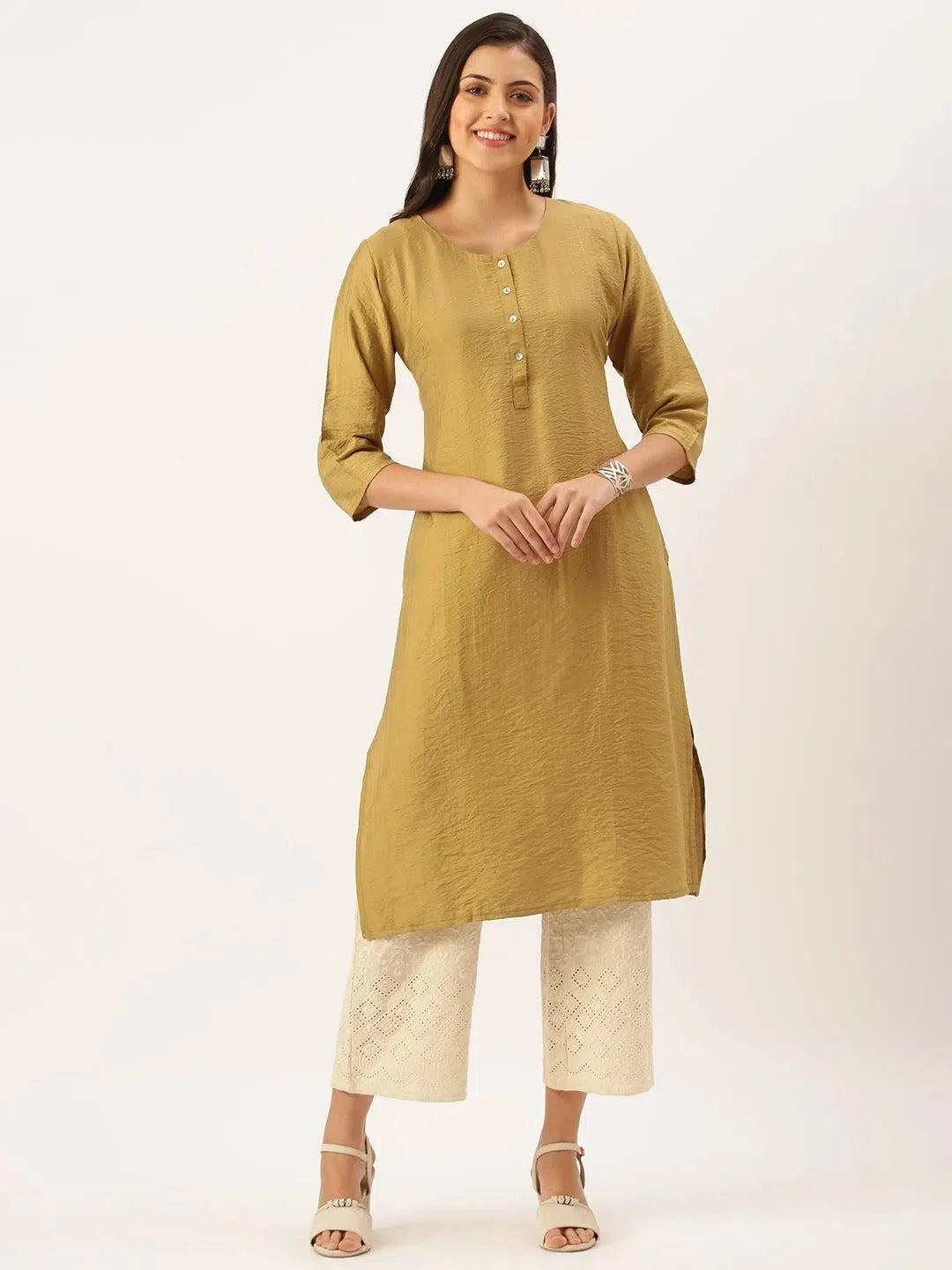 Green Cotton Solid Indian Kurta- Buy Ladies Kurtas Online