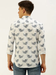 Men White Printed Casual Shirt-LUCIAPRINT-8217-White
