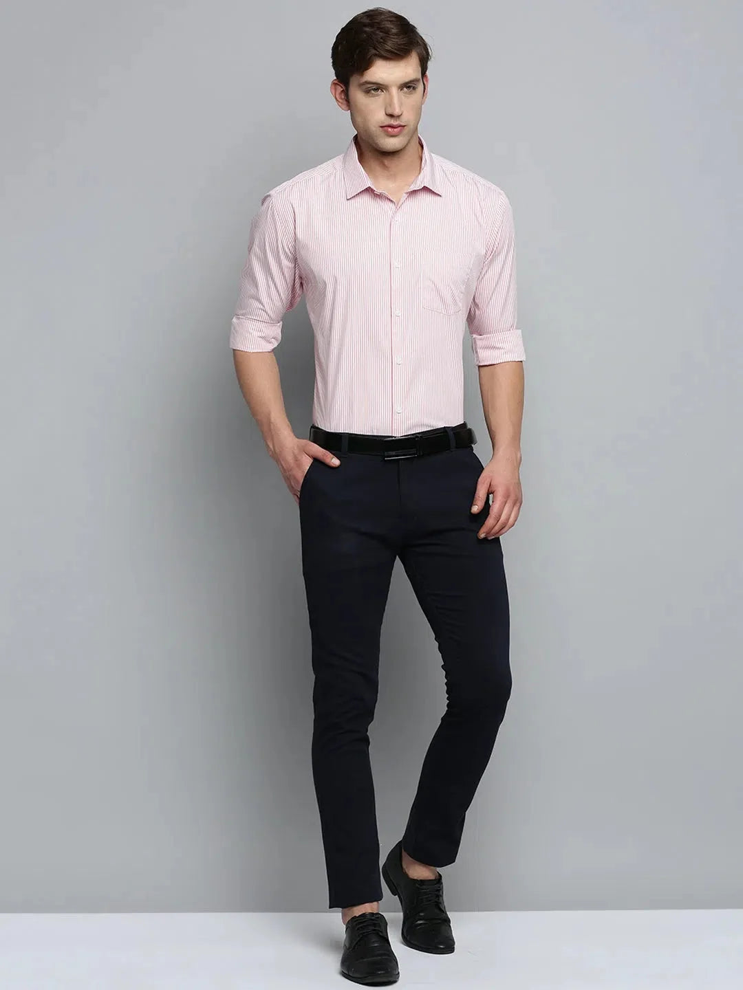 Peach Striped Formal Shirts for Men | DesiQlo Cotton Shirt