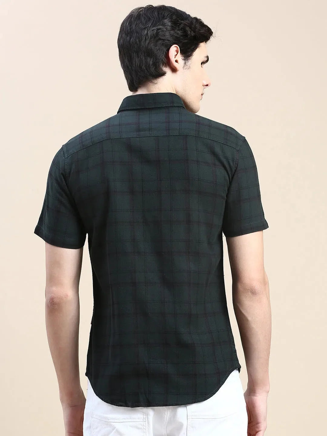 Stylish Green Checked Mens Shirt | DesiQlo Cotton Casual Shirt
