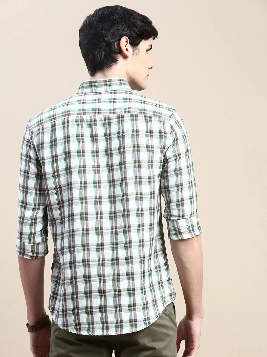 DesiQlo White Checked Cotton Mens Shirt - Casual Style