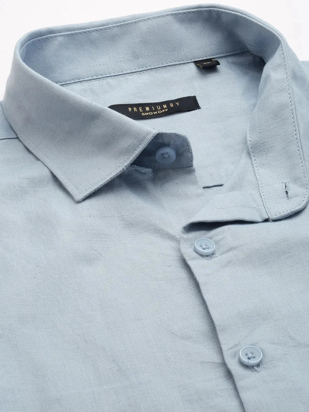 Mens Blue Solid Cotton Shirt - Casual Style | DesiQlo