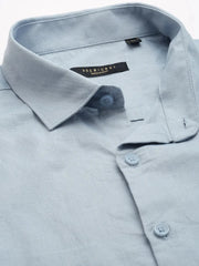 Men Blue Solid Casual Shirt-MUNIFICENCEPLAIN-3393-Blue