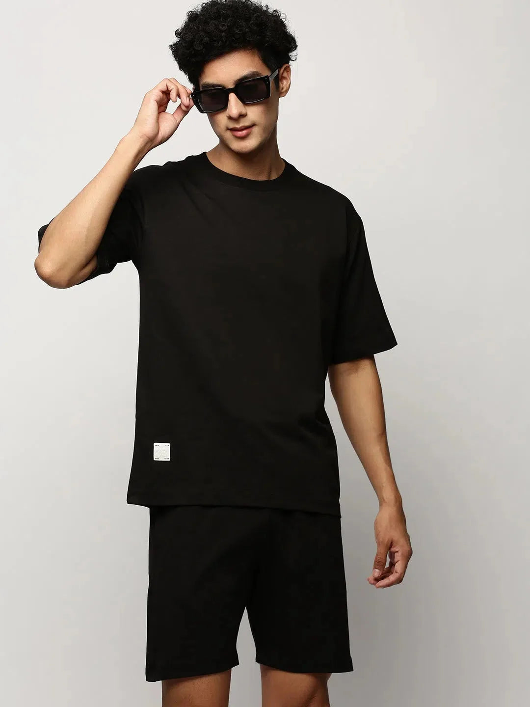 Men Black Solid Casual Co ords-AR-CD-14-Black