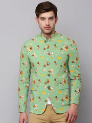 Men Green Printed Blazer-SOBLZ-302-Green