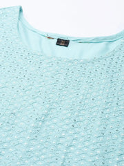 Women's Blue Solid A-Line Kurti-BGE-656-Blue