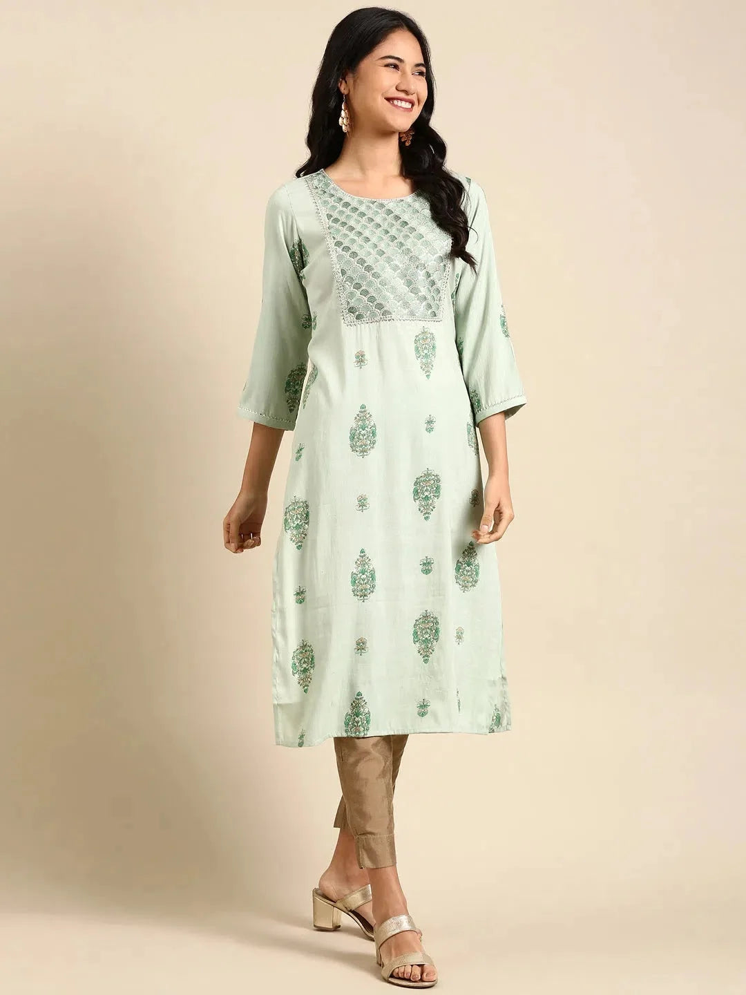 Green Embellished Indian Kurta for Ladies | DesiQlo Fashion