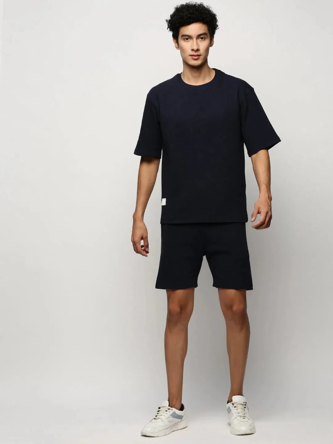 Men's Navy Solid Casual Co Ord Sets | Cotton Two Piece Sets
