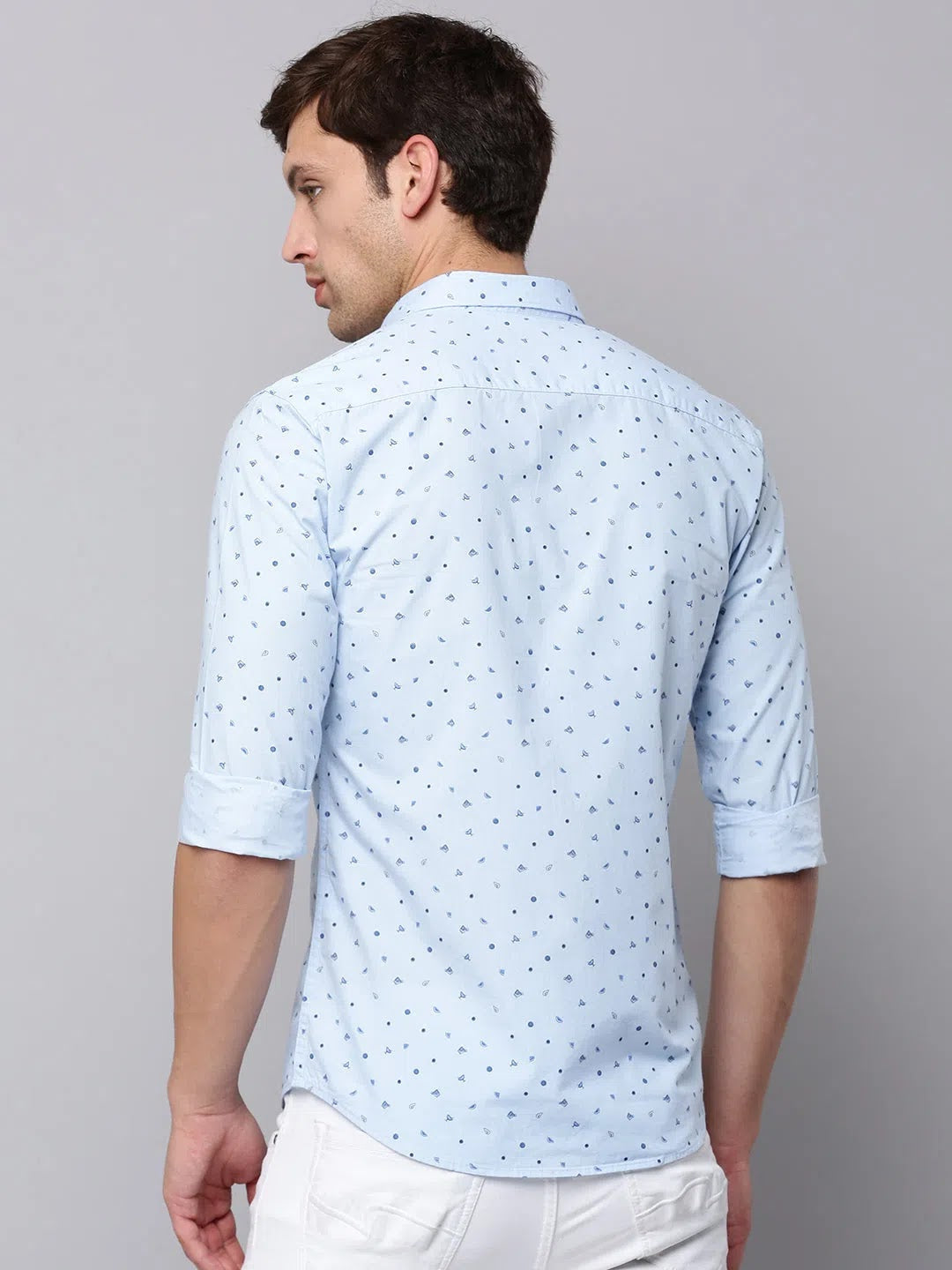 Blue Printed Mens Shirt - Soft Cotton Casual Shirt