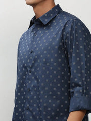 Men Navy Printed Casual Casual Shirts-YAYIN-1580-Navyblue