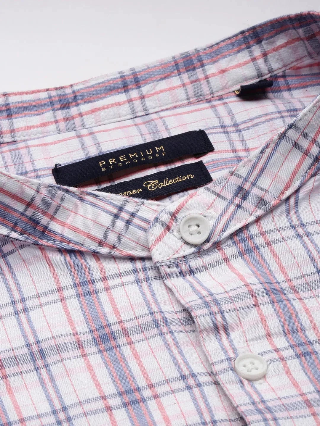 White Checked Cotton Mens Shirt | DesiQlo Formal Shirts