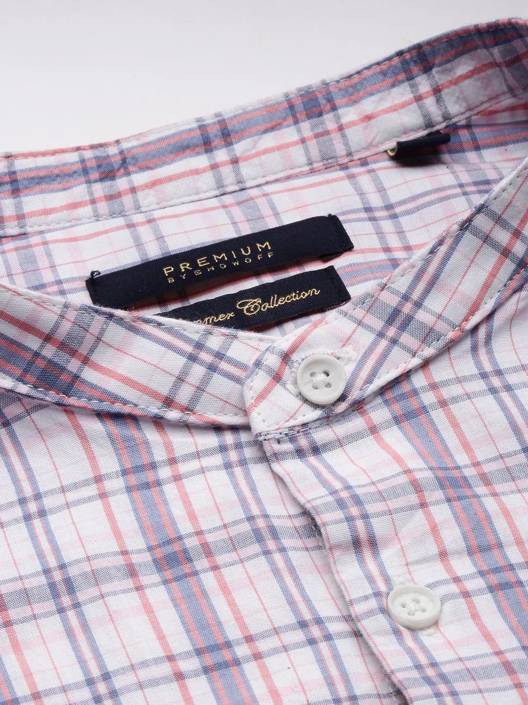 White Checked Cotton Mens Shirt | DesiQlo Formal Shirts