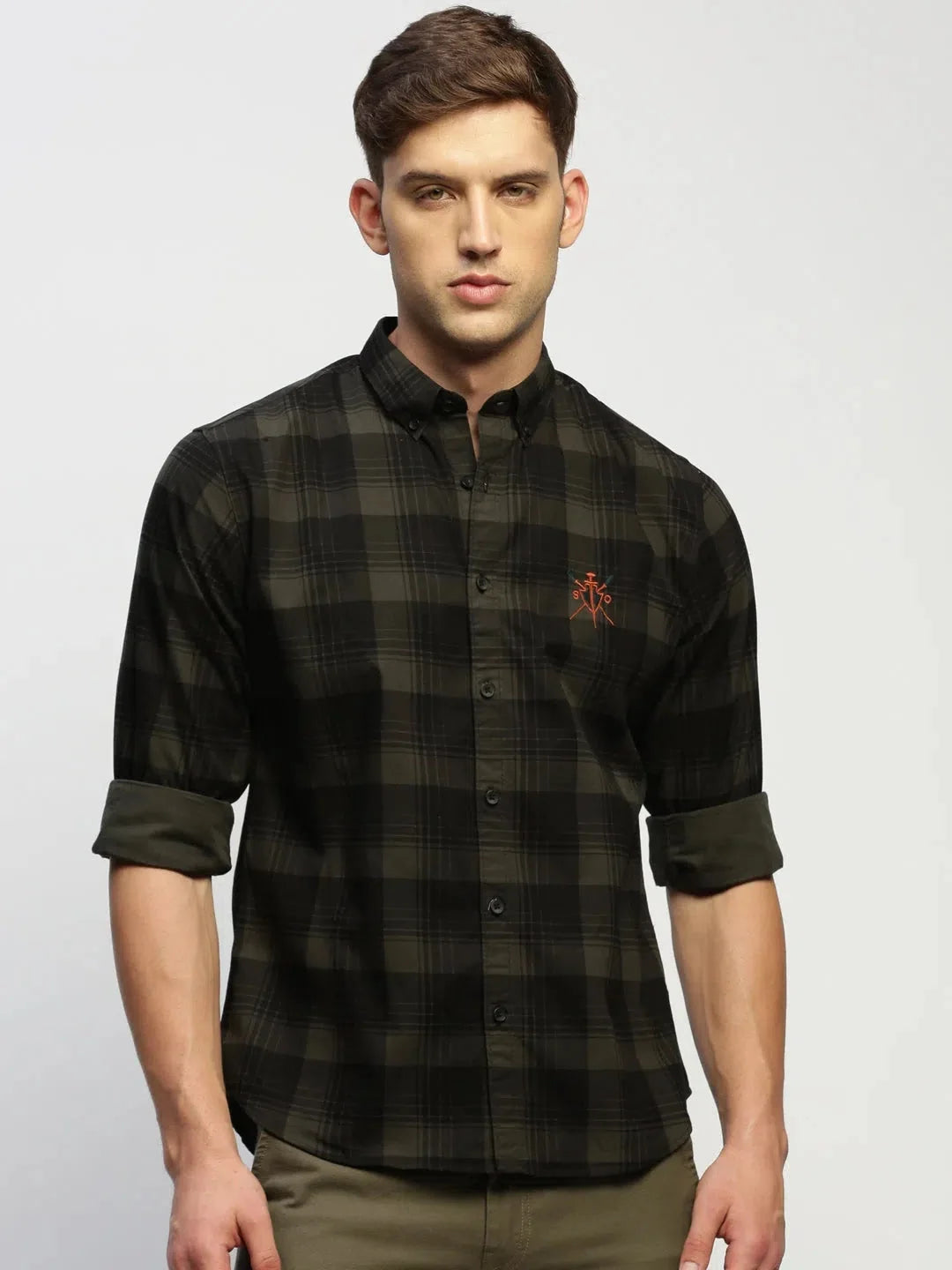 Men's Green Checkered Cotton Shirt | Stylish Mens Shirt
