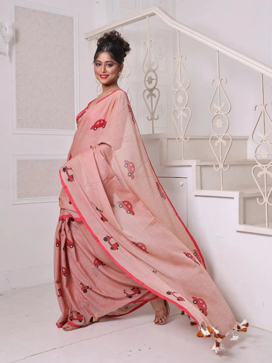 Brown Cotton Bengali Saree | Indian Sari & Comfort