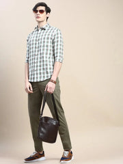 Men White Checked Casual Shirt-ALBACHECKS-73-White
