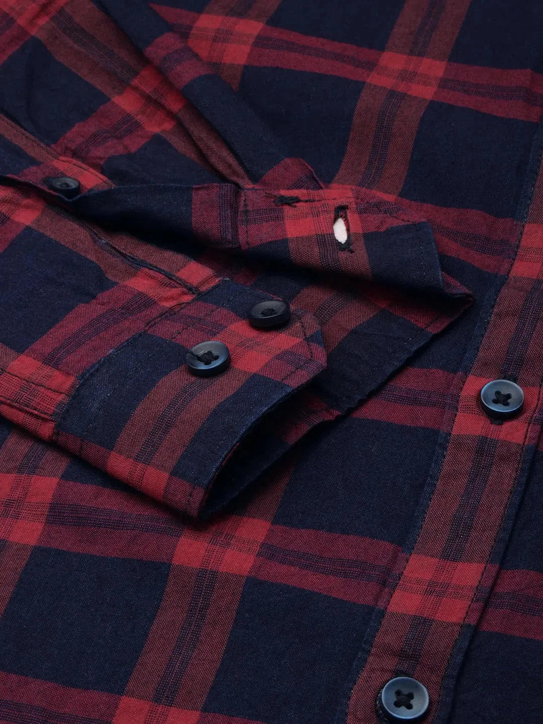 Shop Navy Checked Mens Shirt - DesiQlo Cotton Casual Shirt
