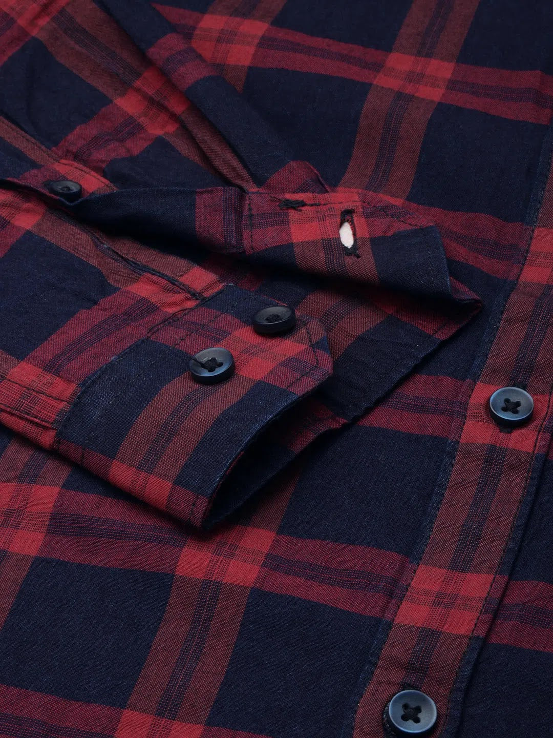 Shop Navy Checked Mens Shirt - DesiQlo Cotton Casual Shirt