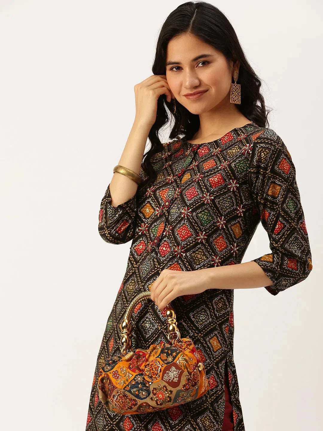 Stylish Multi-Printed Cotton Indian Kurta for Ladies
