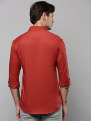 Men Rust Printed Casual Shirt-JINATWILL-4734-Rust