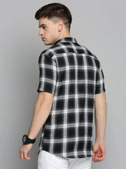 Men Black Checked Casual Shirt-NICKCHECKSTWILL-1891-Black