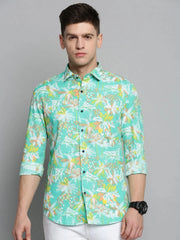 Men Green Printed Casual Shirt-CARLOSPRINT-3242-Green