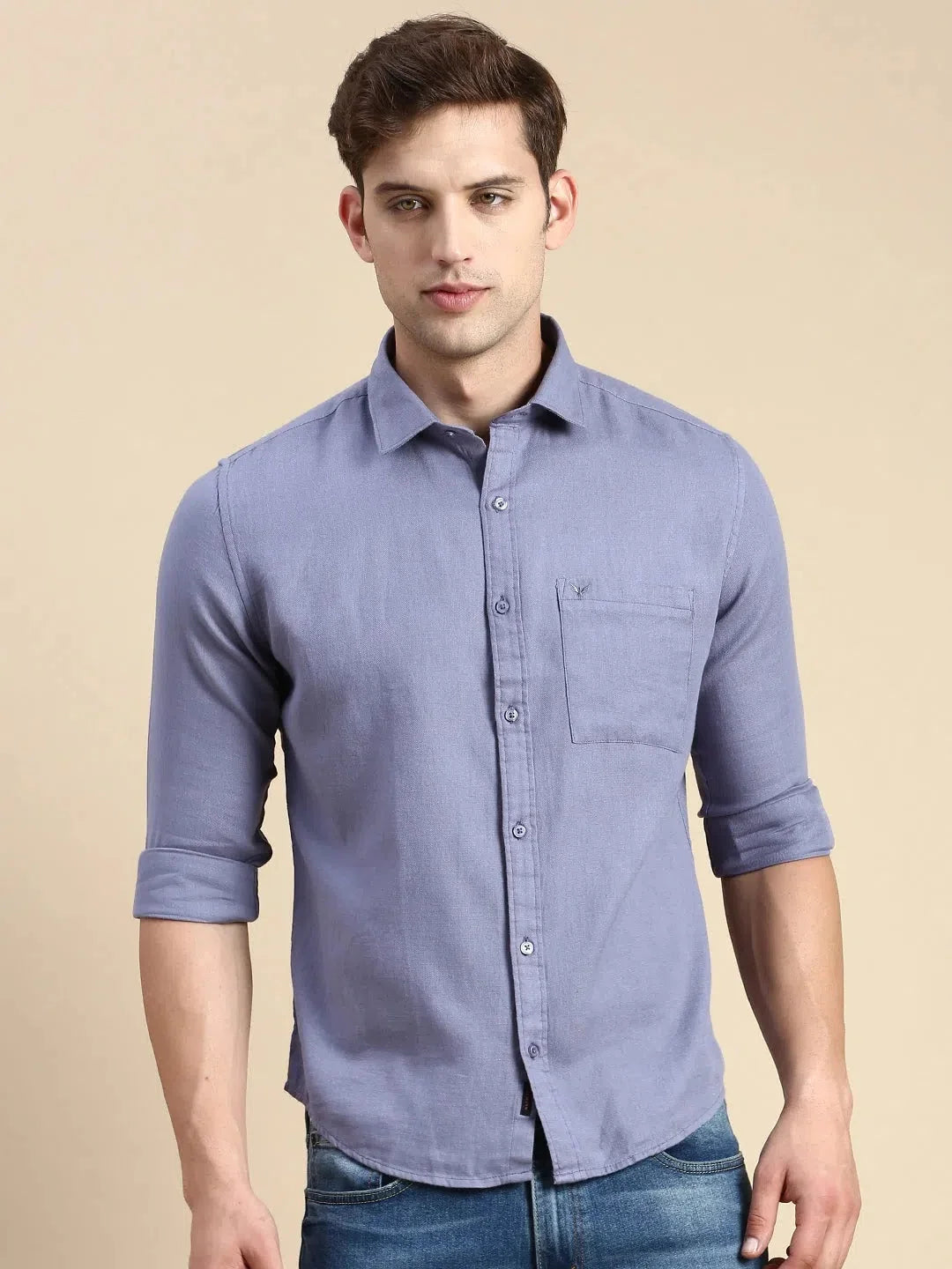 Blue Solid Cotton Mens Shirt | Classic Formal Shirts