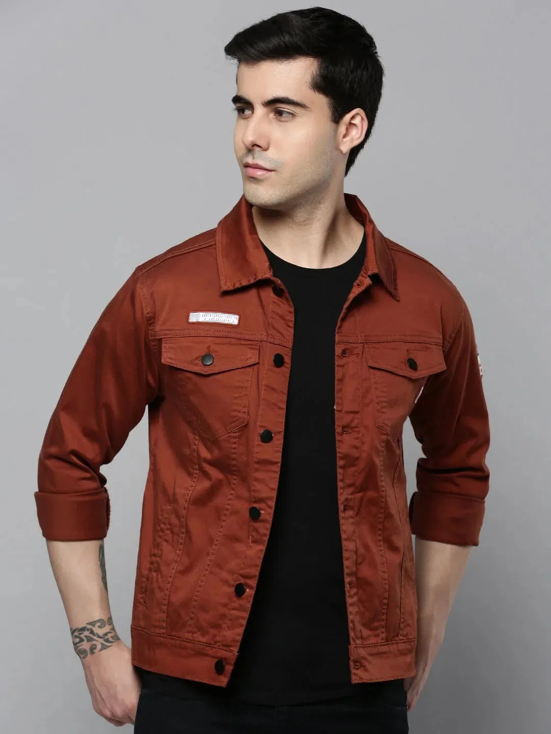 Orange Solid Mens Shirt - Cotton Casual Shirts for Men