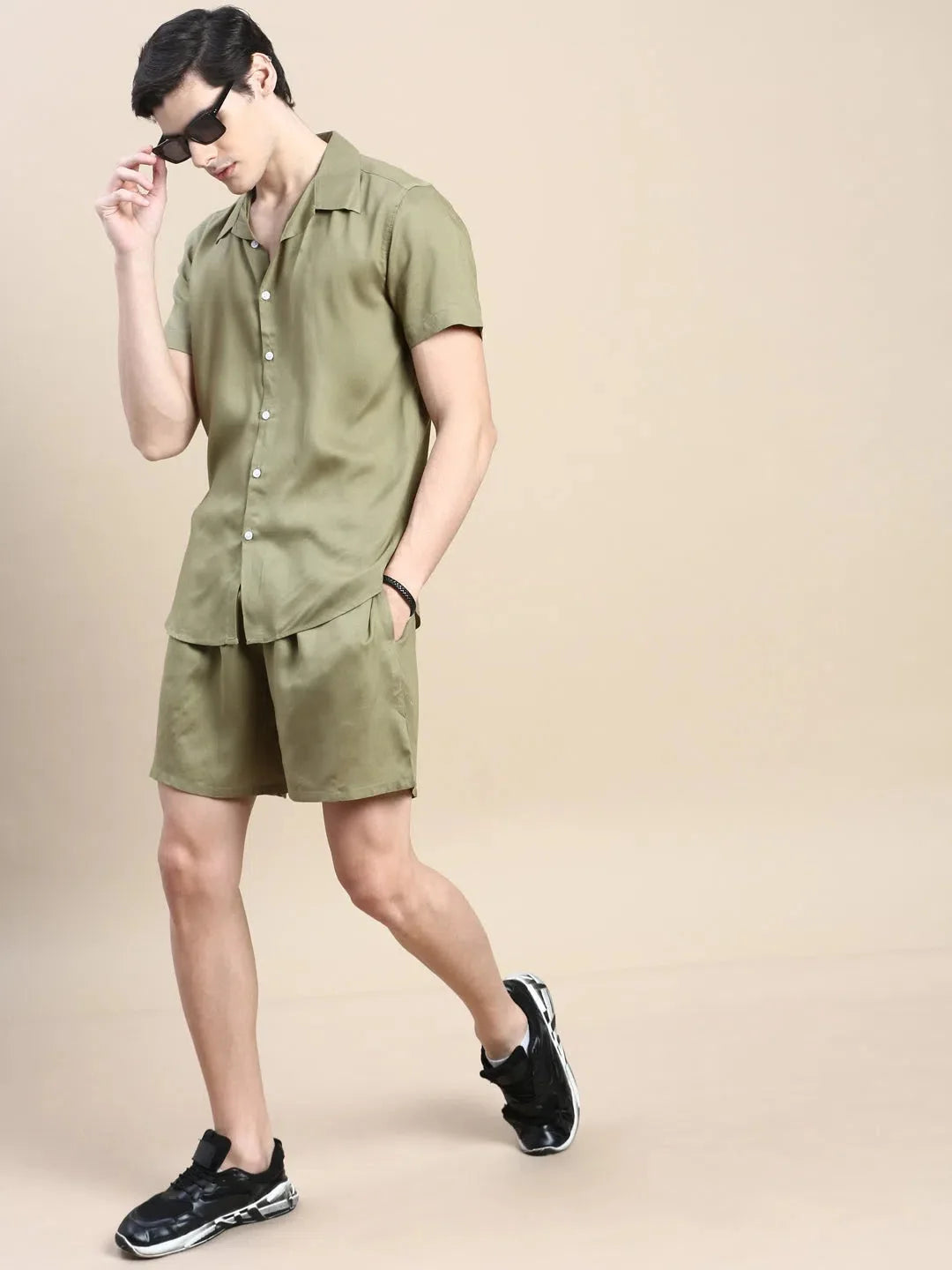 Men's Green Solid Co ord Sets Men | Casual Co ord Set
