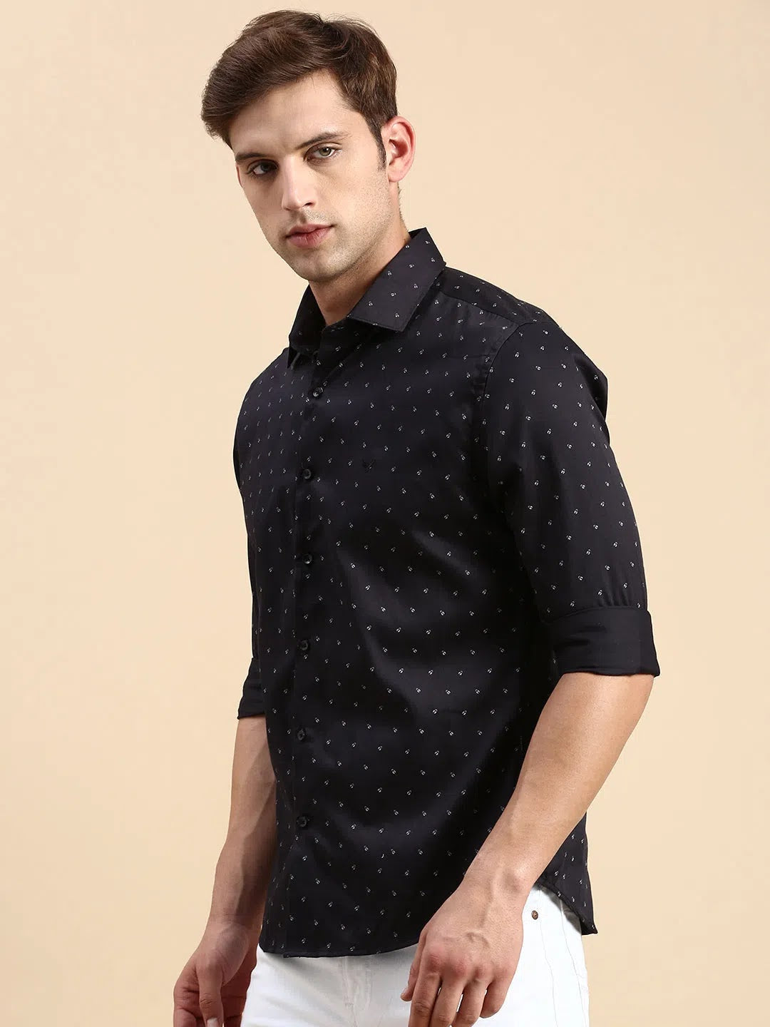 Men's Navy Printed Shirt | Casual Cotton DesiQlo Style
