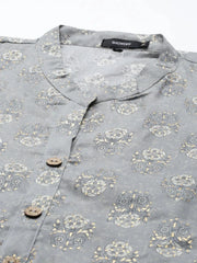 Women's Grey Printed Straight Kurta-GW-500-P-Grey